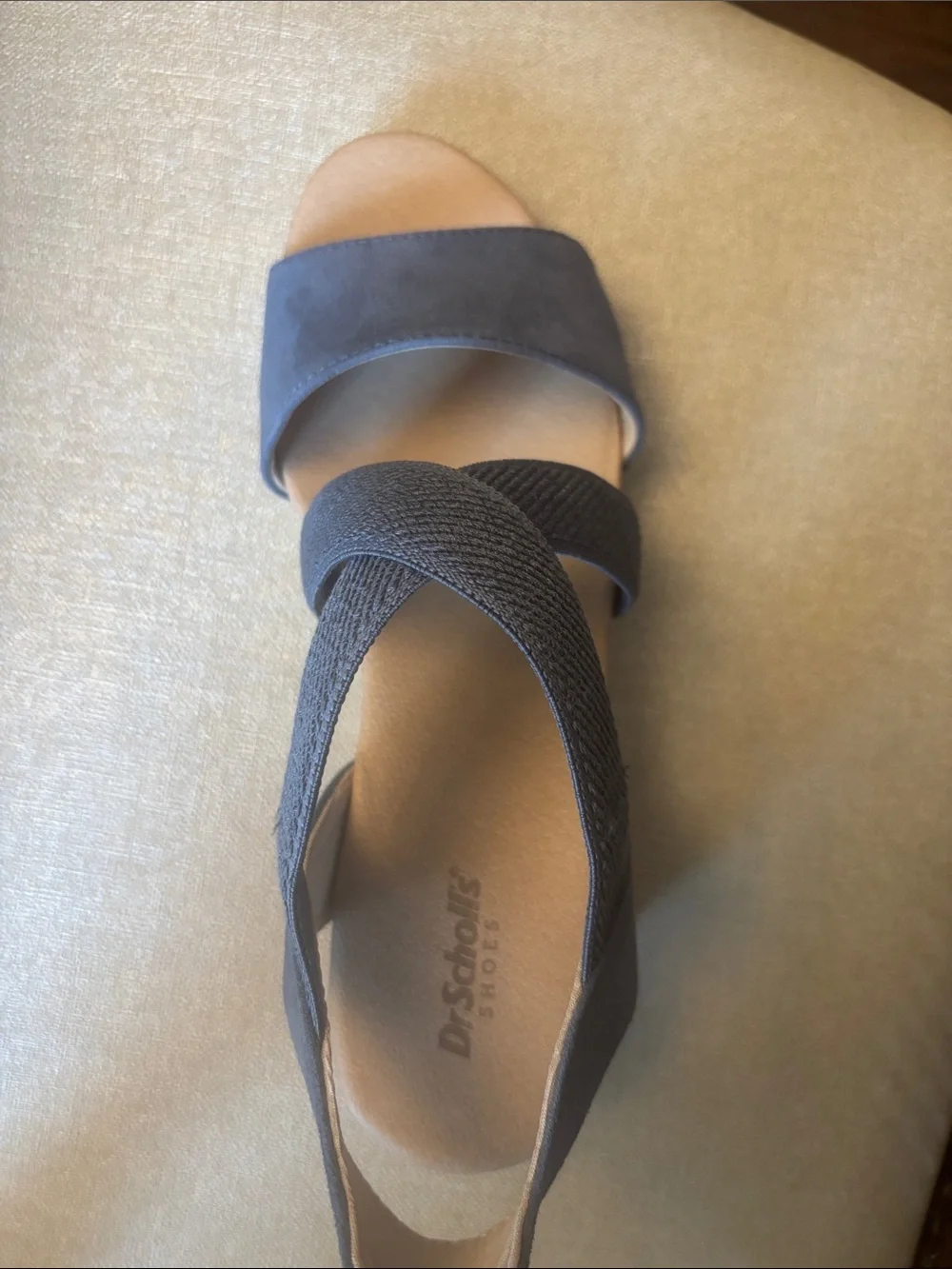 Women’s Gray Cork Platform Wedge Sandal with Elastic Straps